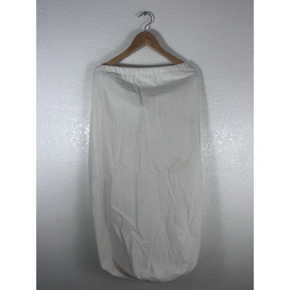 L.L.Bean Canvas Laundry Hamper Bag White Green Logo Drawstring